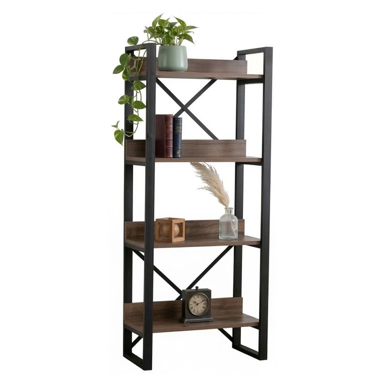 Libreria Marrone Noce Nero 4 Ripiani Installazione Libera 63x30x150h cm, Utilizzabile Come Divisorio Locale - Pignone