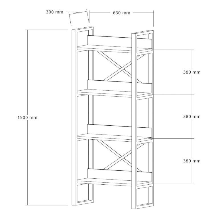 Libreria Marrone Noce Nero 4 Ripiani Installazione Libera 63x30x150h cm, Utilizzabile Come Divisorio Locale - Pignone