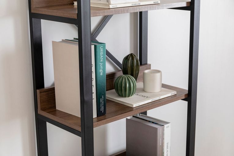 Libreria Marrone Noce Nero 4 Ripiani Installazione Libera 63x30x150h cm, Utilizzabile Come Divisorio Locale - Pignone