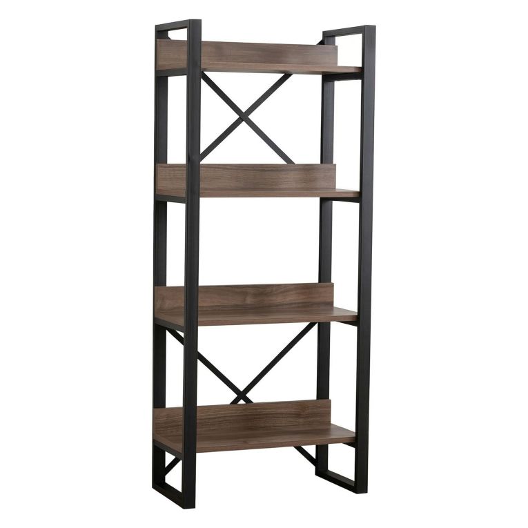 Libreria Marrone Noce Nero 4 Ripiani Installazione Libera 63x30x150h cm, Utilizzabile Come Divisorio Locale - Pignone