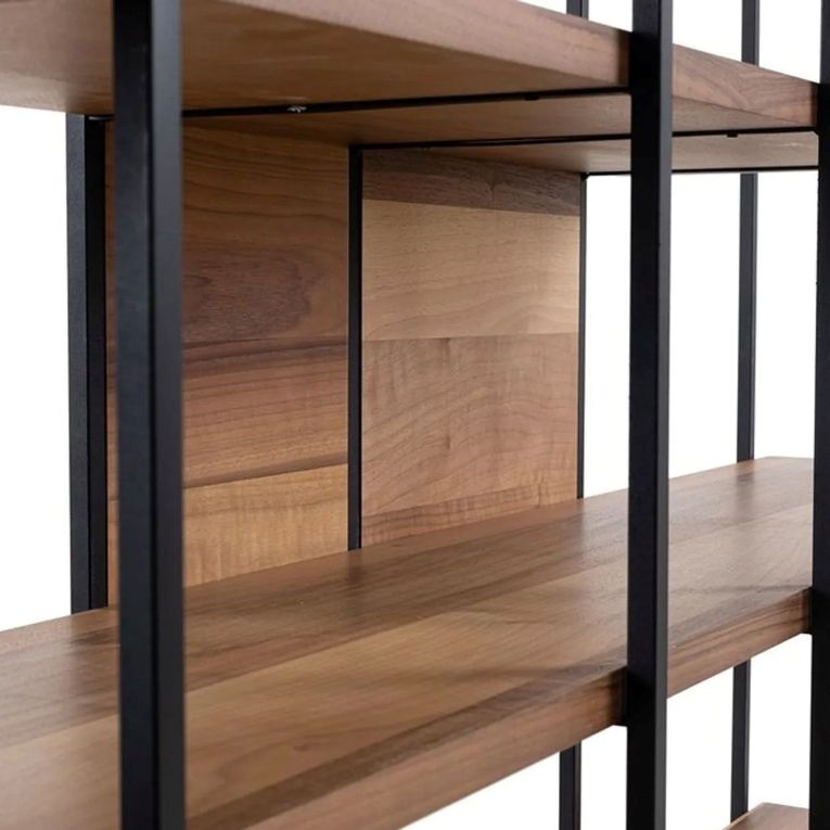 Libreria Marrone Noce Nero 5 Ripiani Installazione Libera 170x35x180h cm, Utilizzabile Come Divisorio Locale - Calogero