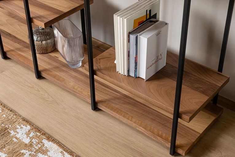 Libreria Marrone Noce Nero 5 Ripiani Installazione Libera 170x35x180h cm, Utilizzabile Come Divisorio Locale - Calogero