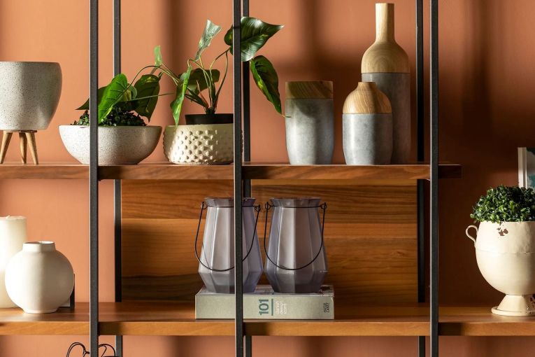 Libreria Marrone Noce Nero 5 Ripiani Installazione Libera 170x35x180h cm, Utilizzabile Come Divisorio Locale - Calogero