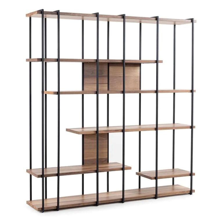 Libreria Marrone Noce Nero 5 Ripiani Installazione Libera 170x35x180h cm, Utilizzabile Come Divisorio Locale - Calogero