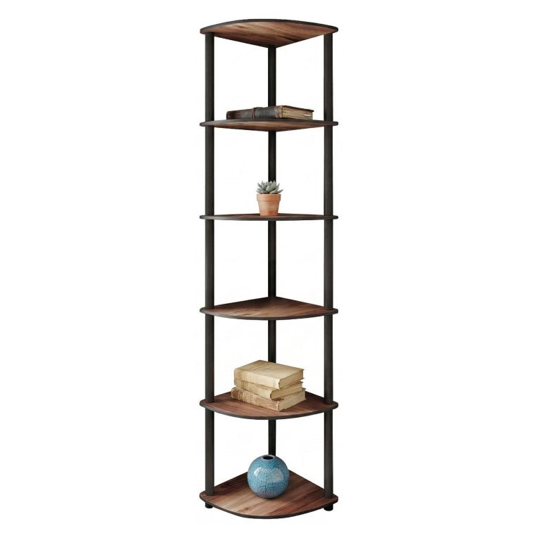 Libreria Marrone Noce Nero 5 Ripiani Installazione Libera 34x34x173h cm, Sfumatura Colore Struttura Noce - Schiavon