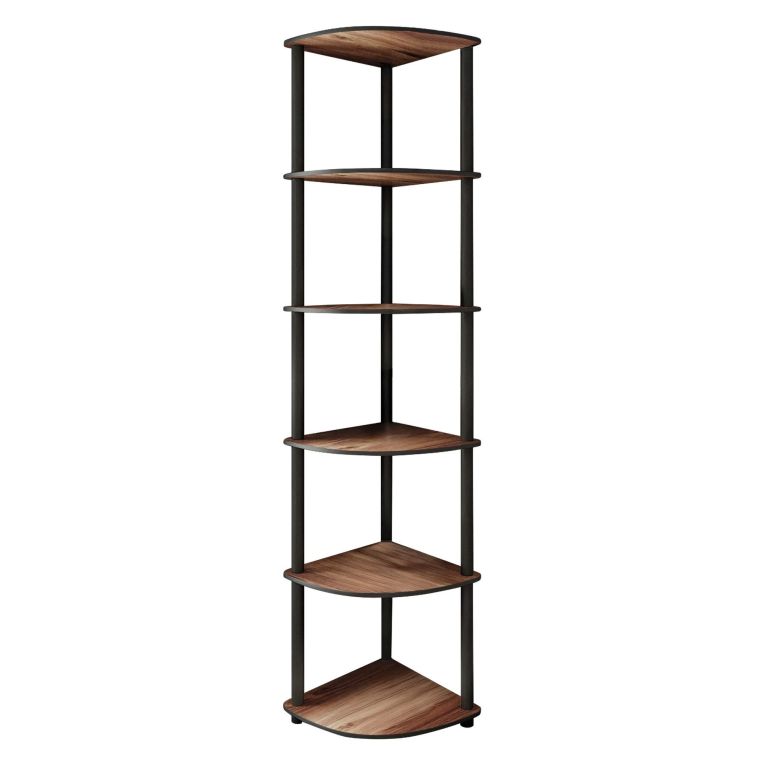 Libreria Marrone Noce Nero 5 Ripiani Installazione Libera 34x34x173h cm, Sfumatura Colore Struttura Noce - Schiavon