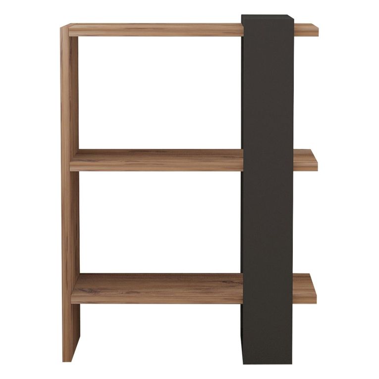 Libreria Marrone Noce Nero Rovere 3 Ripiani Installazione Libera 52x25x70h cm, Utilizzabile Come Divisorio Locale - Netro