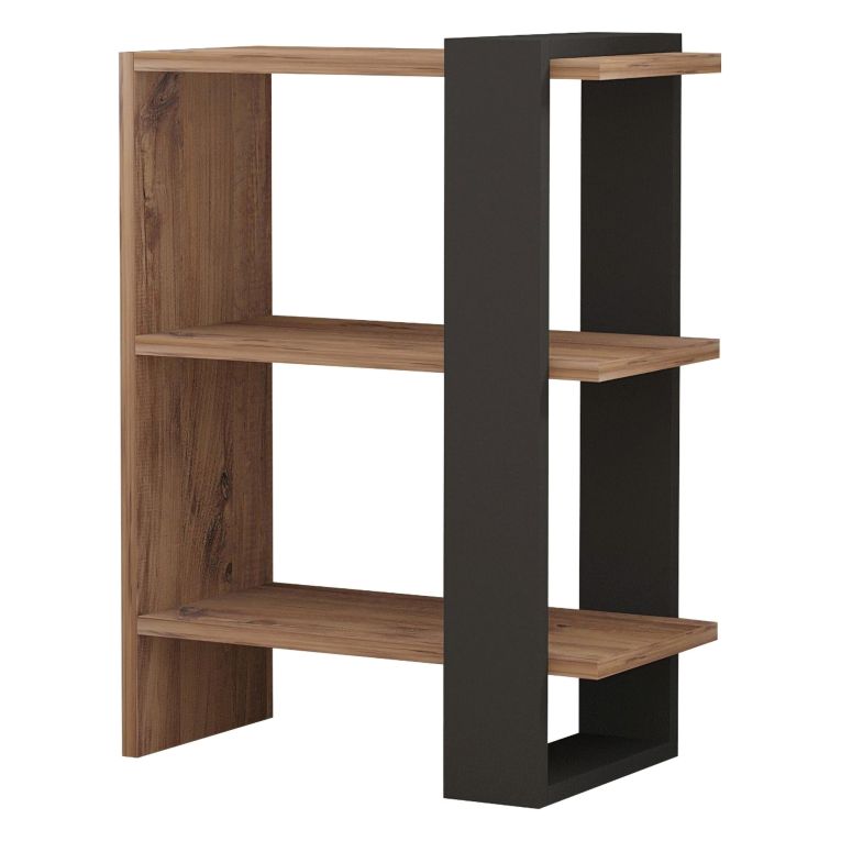 Libreria Marrone Noce Nero Rovere 3 Ripiani Installazione Libera 52x25x70h cm, Utilizzabile Come Divisorio Locale - Netro