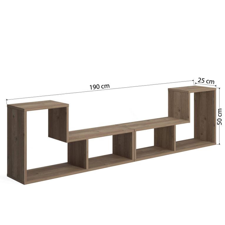 Libreria Marrone Quercia 4 Ripiani Portata Ripiani 5 130x50x25h cm, Sfumatura Colore Struttura Quercia