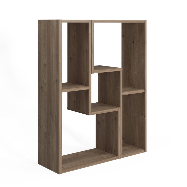 Libreria Marrone Quercia 4 Ripiani Portata Ripiani 5 130x50x25h cm, Sfumatura Colore Struttura Quercia