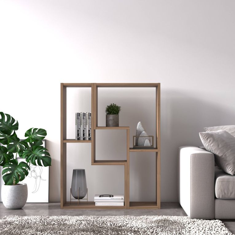 Libreria Marrone Quercia 4 Ripiani Portata Ripiani 5 130x50x25h cm, Sfumatura Colore Struttura Quercia