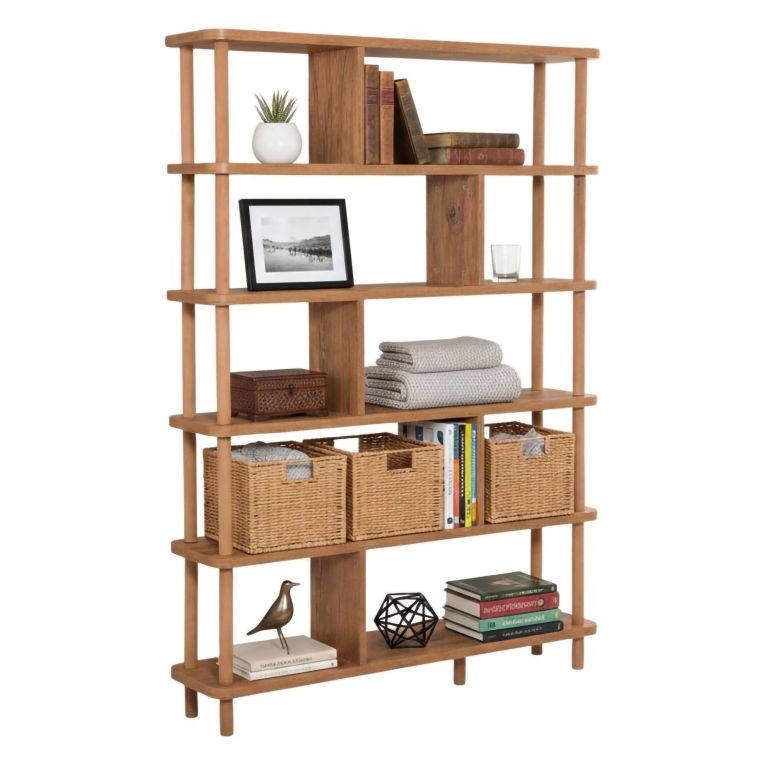 Libreria Marrone Quercia 5 Ripiani Installazione a Terra 120x28x168.5h cm, Sfumatura Colore Struttura Quercia - Amatrice