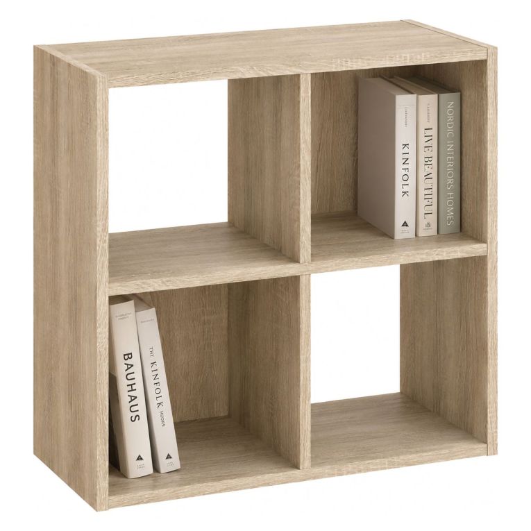 Libreria Marrone Rovere 2 Ripiani Installazione a Terra 61x30x61h cm, Struttura Verticale - Liha