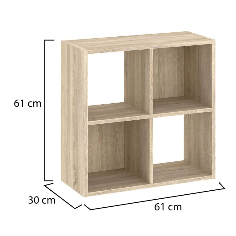 Libreria Marrone Rovere 2 Ripiani Installazione a Terra 61x30x61h cm, Struttura Verticale - Liha