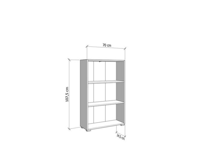 Libreria Marrone Rovere 2 Ripiani Installazione a Terra 70x24.5x107.5h cm, Sfumatura Colore Struttura Rovere - Moiano