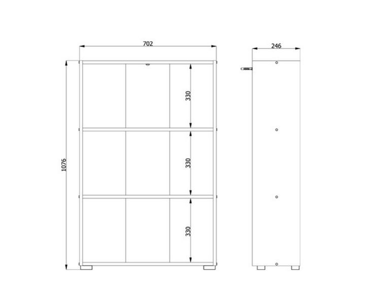 Libreria Marrone Rovere 2 Ripiani Installazione a Terra 70x24.5x107.5h cm, Sfumatura Colore Struttura Rovere - Moiano