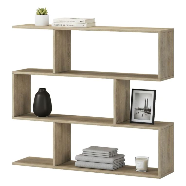 Libreria Marrone Rovere 3 Ripiani Installazione a Terra 110x25x96h cm, Sfumatura Colore Struttura Rovere - Terzolas