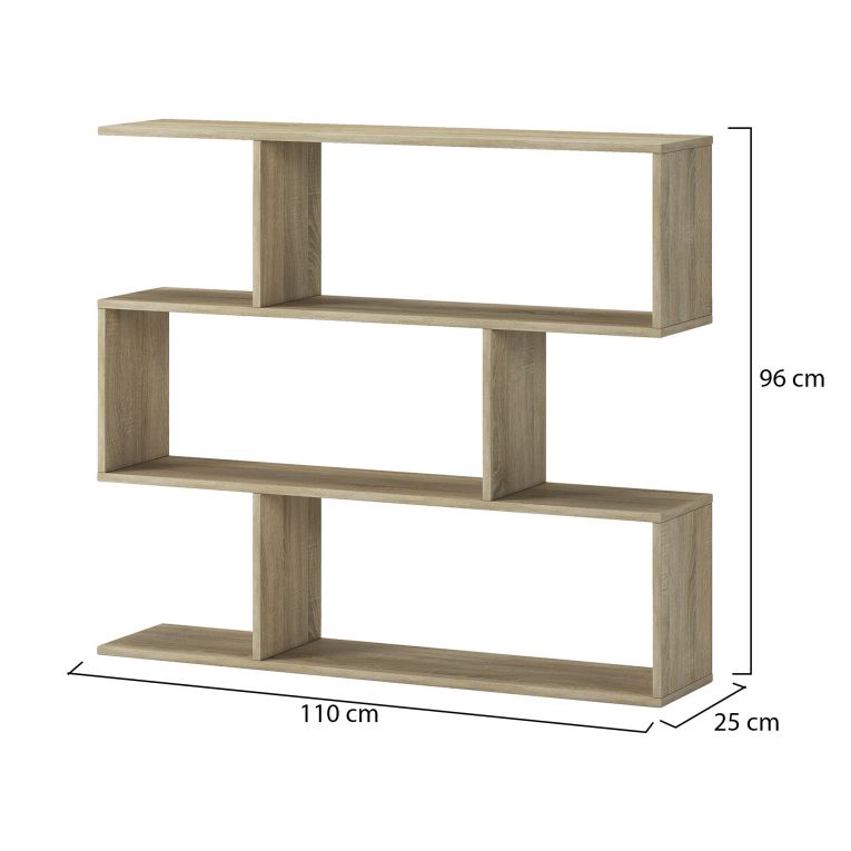 Libreria Marrone Rovere 3 Ripiani Installazione a Terra 110x25x96h cm, Sfumatura Colore Struttura Rovere - Terzolas