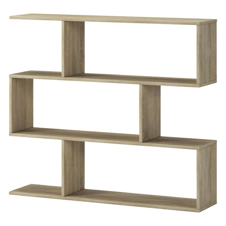 Libreria Marrone Rovere 3 Ripiani Installazione a Terra 110x25x96h cm, Sfumatura Colore Struttura Rovere - Terzolas