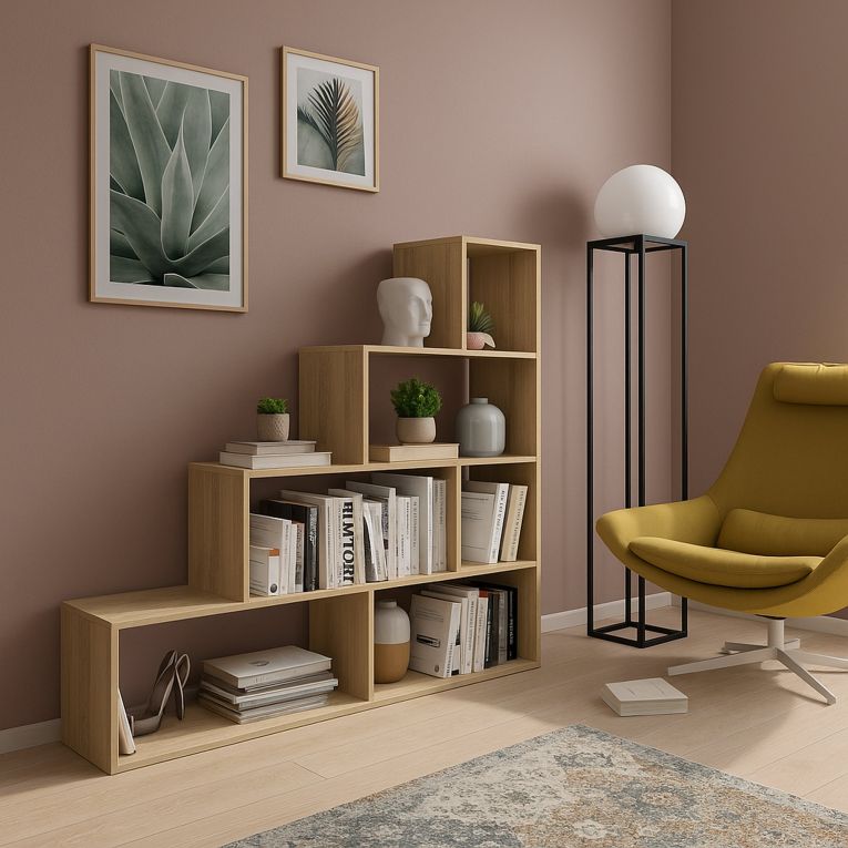Libreria Marrone Rovere 3 Ripiani Installazione a Terra 145x28x143h cm, Sfumatura Colore Struttura Rovere - Serole