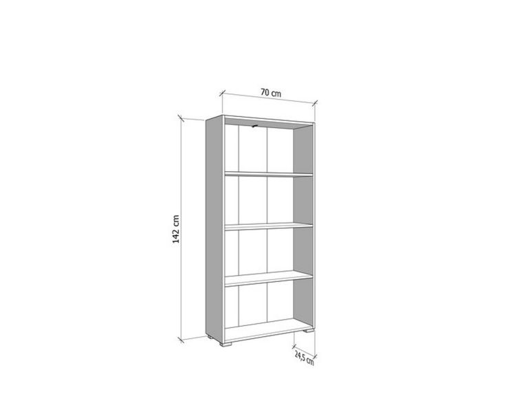 Libreria Marrone Rovere 3 Ripiani Installazione a Terra 70x24.5x142h cm, Sfumatura Colore Struttura Rovere - Prisco