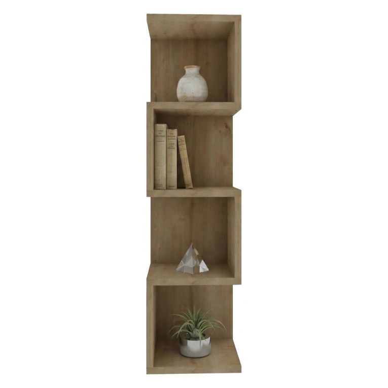 Libreria Marrone Rovere 3 Ripiani Installazione Libera 27x25x95h cm, Struttura Verticale - Cissone