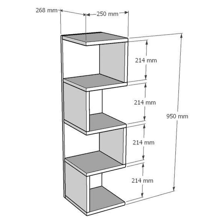 Libreria Marrone Rovere 3 Ripiani Installazione Libera 27x25x95h cm, Struttura Verticale - Cissone