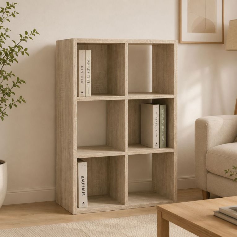 Libreria Marrone Rovere 4 Ripiani Installazione a Terra 61x30x91h cm, Struttura Verticale - Lifasa