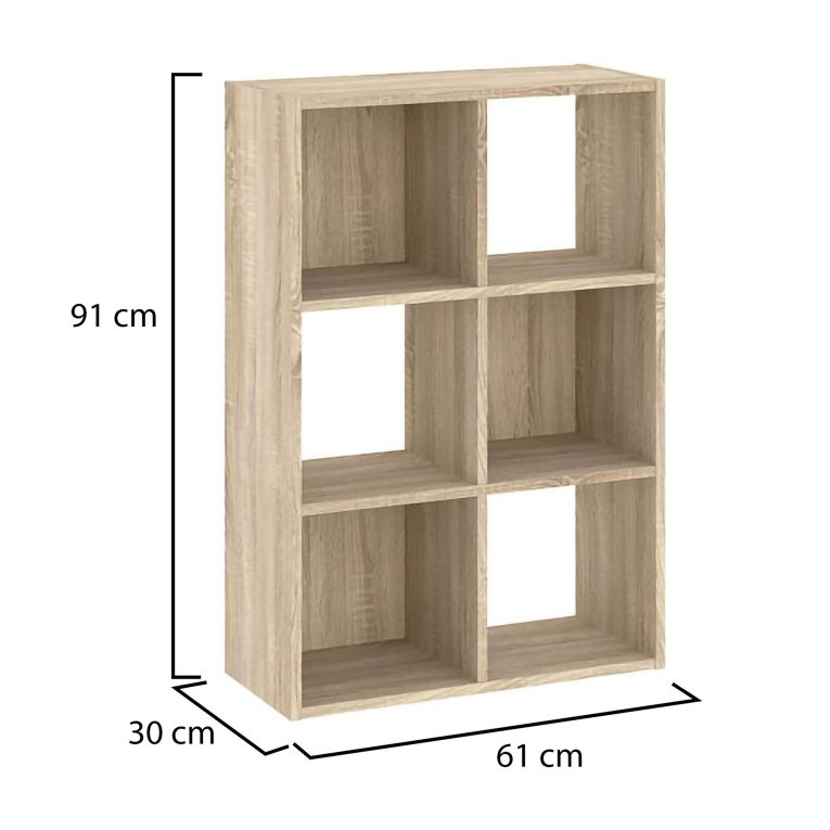 Libreria Marrone Rovere 4 Ripiani Installazione a Terra 61x30x91h cm, Struttura Verticale - Lifasa