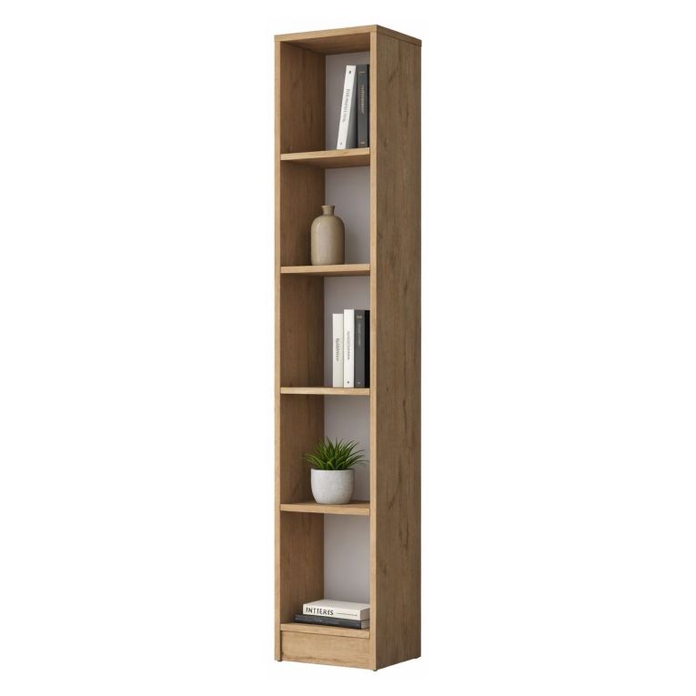 Libreria Marrone Rovere 4 Ripiani Installazione Libera 30x25x170h cm, Struttura Verticale - Cesio