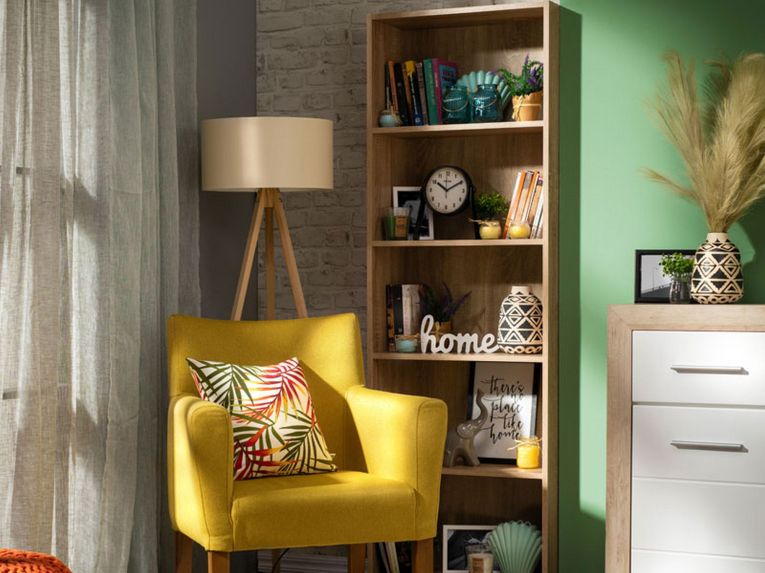 Libreria Marrone Rovere 5 Ripiani Installazione a Terra 70x24.5x211.5h cm, Sfumatura Colore Struttura Rovere - Pramollo
