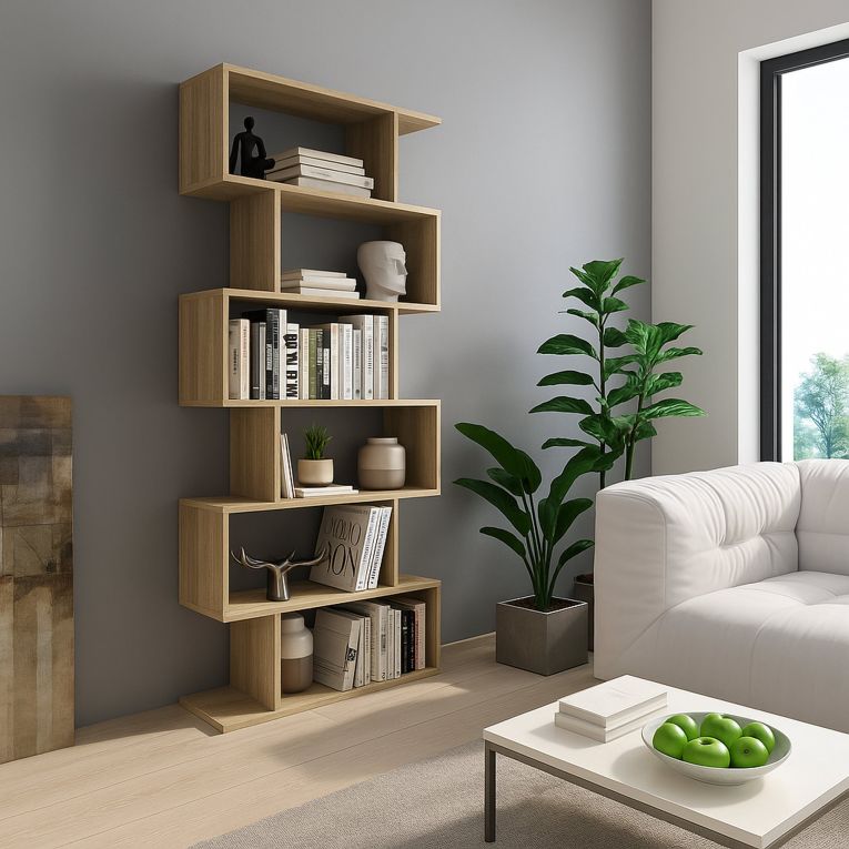 Libreria Marrone Rovere 5 Ripiani Installazione a Terra 80x25x191h cm, Sfumatura Colore Struttura Rovere - Clisi