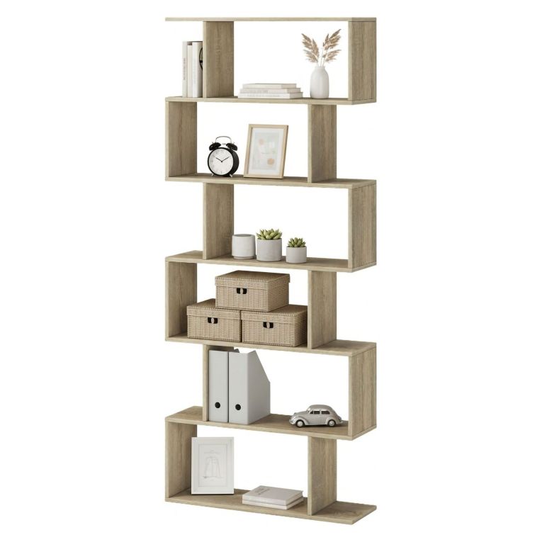 Libreria Marrone Rovere 5 Ripiani Installazione a Terra 80x25x191h cm, Sfumatura Colore Struttura Rovere - Clisi