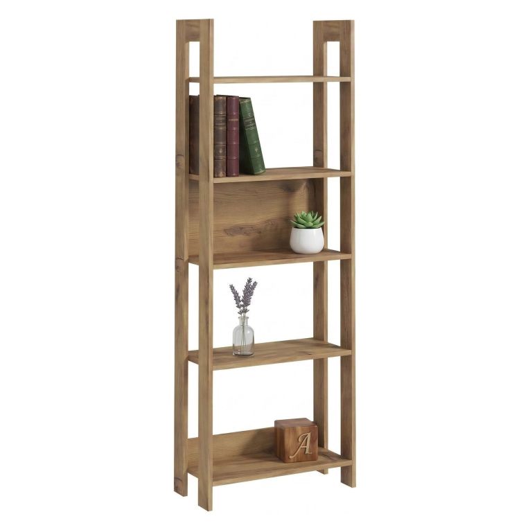 Libreria Marrone Rovere 5 Ripiani Installazione Libera 64x30x180h cm, Struttura Verticale - Mantello