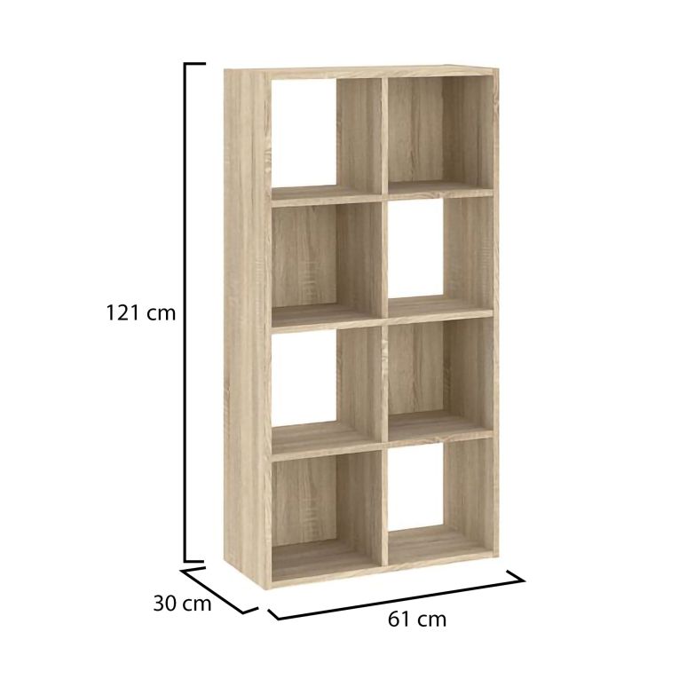 Libreria Marrone Rovere 6 Ripiani Installazione a Terra 61x30x121h cm, Struttura Verticale - Lifatila