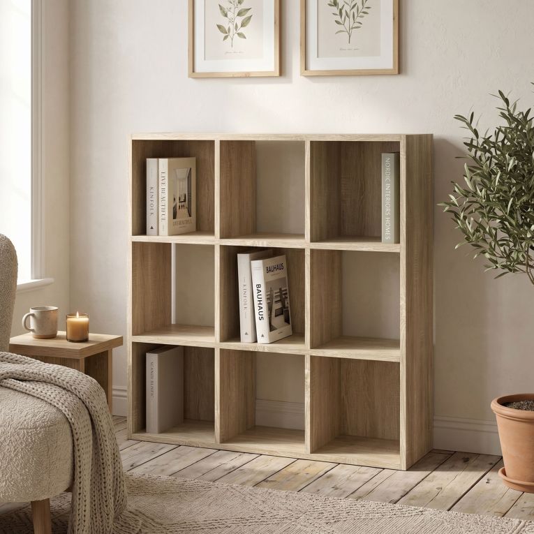Libreria Marrone Rovere 6 Ripiani Installazione a Terra 91x30x91h cm, Struttura Verticale - Liga