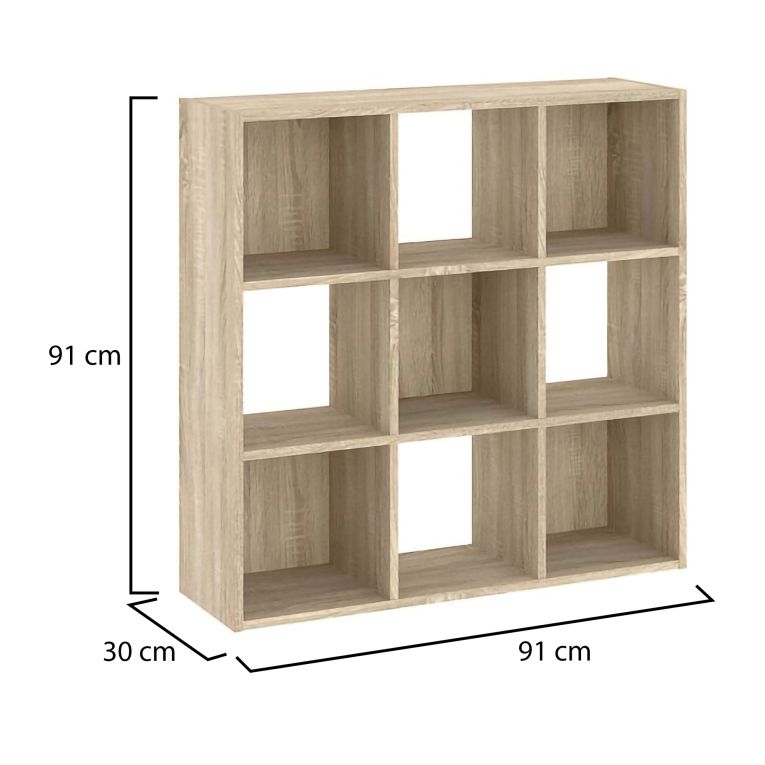 Libreria Marrone Rovere 6 Ripiani Installazione a Terra 91x30x91h cm, Struttura Verticale - Liga