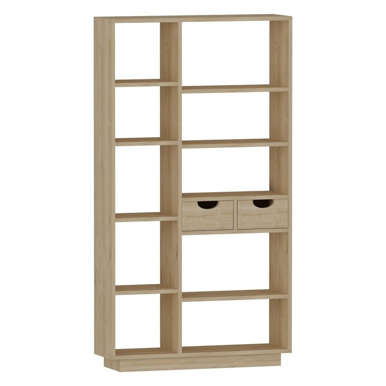 Libreria Marrone Rovere 8 Ripiani 2 Cassetti 80x25x189h cm, Installazione Libera - Imer