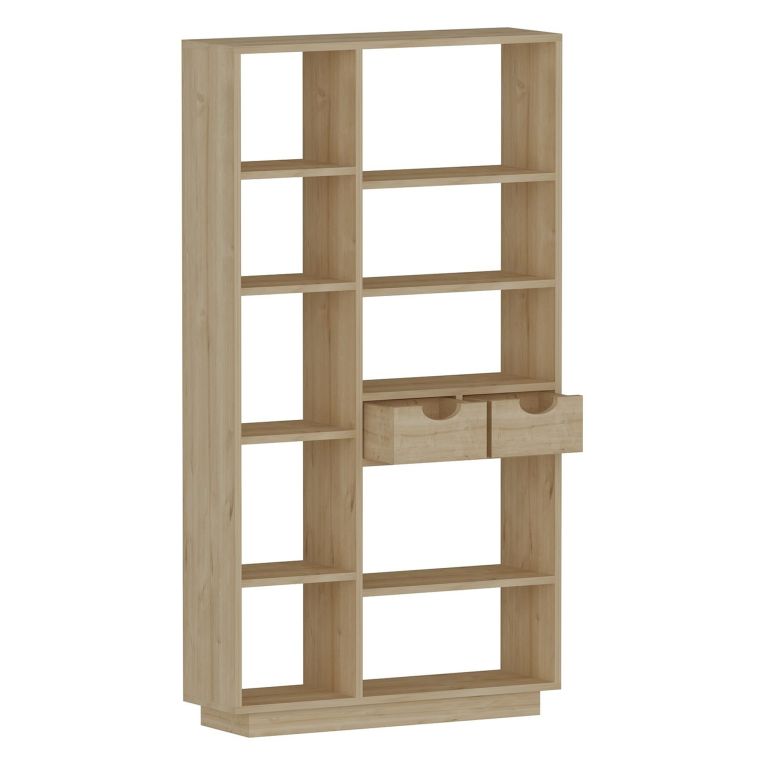 Libreria Marrone Rovere 8 Ripiani 2 Cassetti 80x25x189h cm, Installazione Libera - Imer