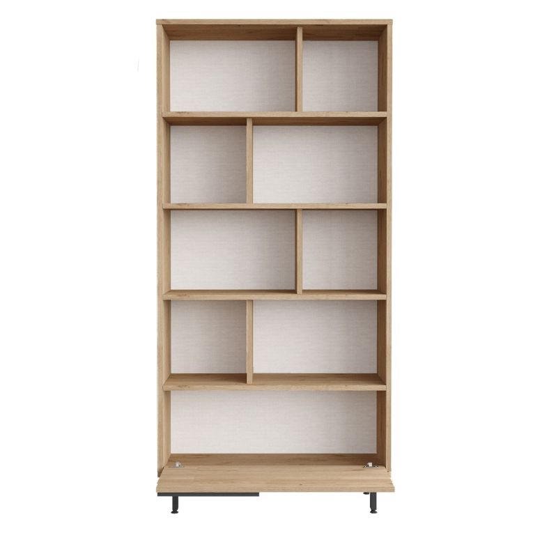Libreria Marrone Rovere 8 Ripiani Un'anta 84x30x176h cm, Installazione Libera - Seneghe