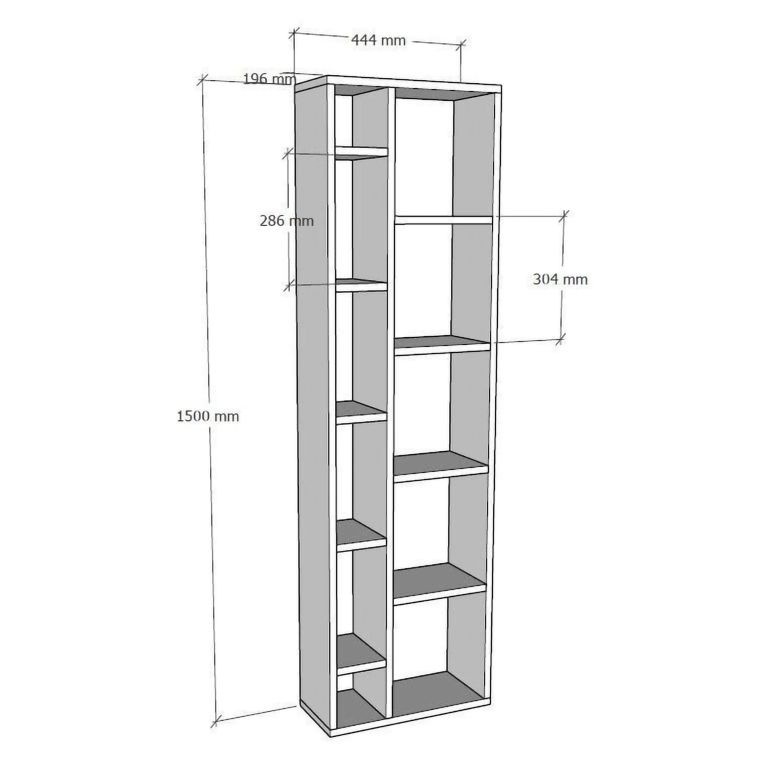 Libreria Marrone Rovere 9 Ripiani Installazione Libera 45x20x150h cm, Struttura Verticale - Mortara