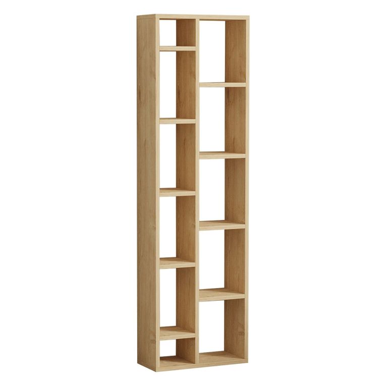 Libreria Marrone Rovere 9 Ripiani Installazione Libera 45x20x150h cm, Struttura Verticale - Mortara