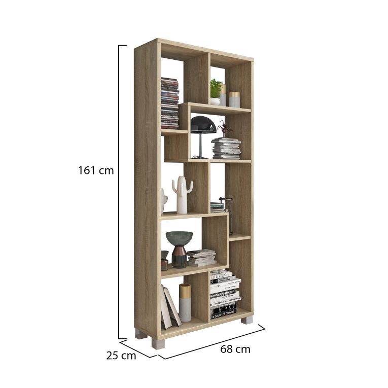 Libreria Marrone Rovere Cassetti 8 Ripiani 68x25x161h cm - Veniano