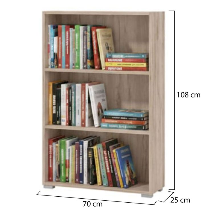 Libreria Marrone Rovere Grigio 2 Ripiani Installazione a Terra 70x24.5x107.5h cm, Sfumatura Colore Struttura Rovere Grigio - Moiano