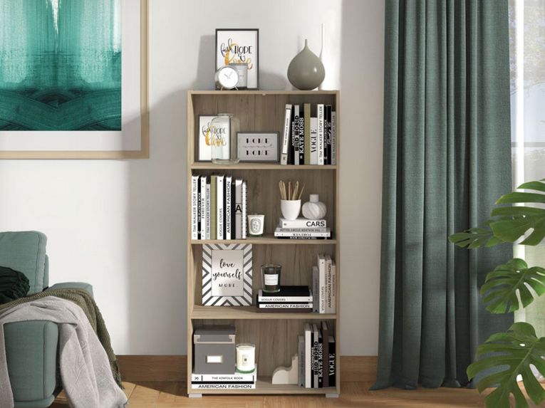 Libreria Marrone Rovere Grigio 3 Ripiani Installazione a Terra 70x24.5x142h cm, Sfumatura Colore Struttura Rovere Grigio - Prisco