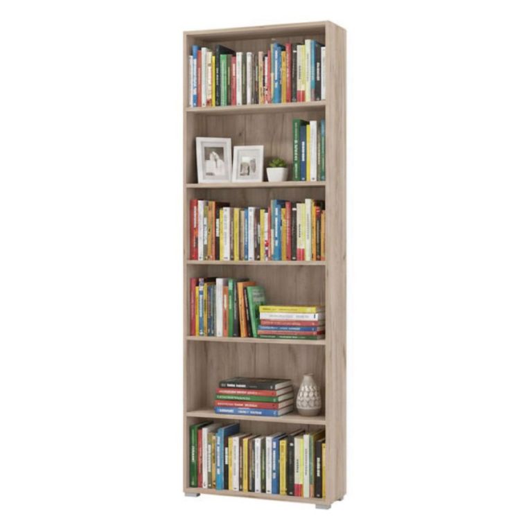 Libreria Marrone Rovere Grigio 5 Ripiani Installazione a Terra 70x24.5x211.5h cm, Sfumatura Colore Struttura Rovere Grigio - Pramollo
