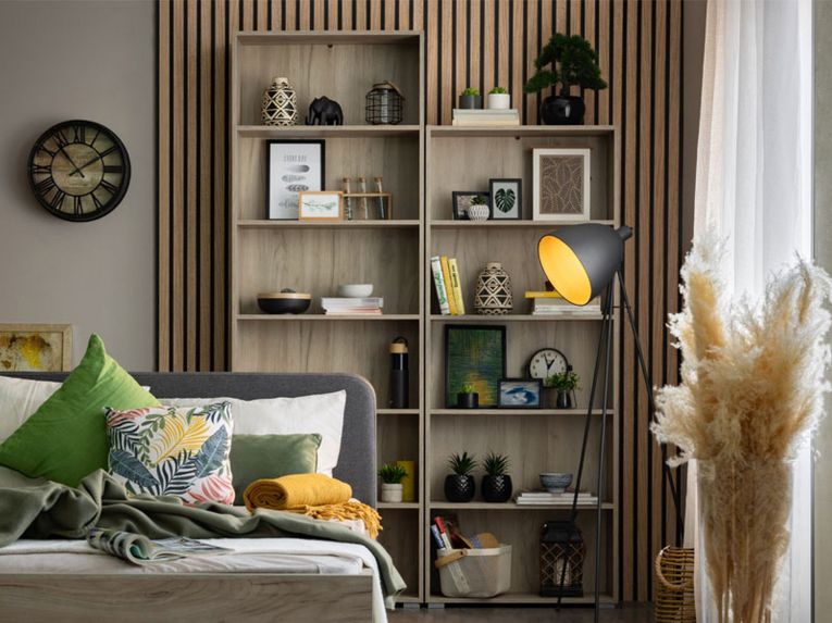 Libreria Marrone Rovere Grigio 5 Ripiani Installazione a Terra 70x24.5x211.5h cm, Sfumatura Colore Struttura Rovere Grigio - Pramollo
