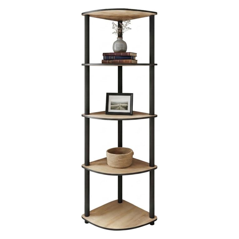Libreria Marrone Rovere Nero 4 Ripiani Installazione Libera 34x34x139h cm, Sfumatura Colore Struttura Rovere - Sessanio