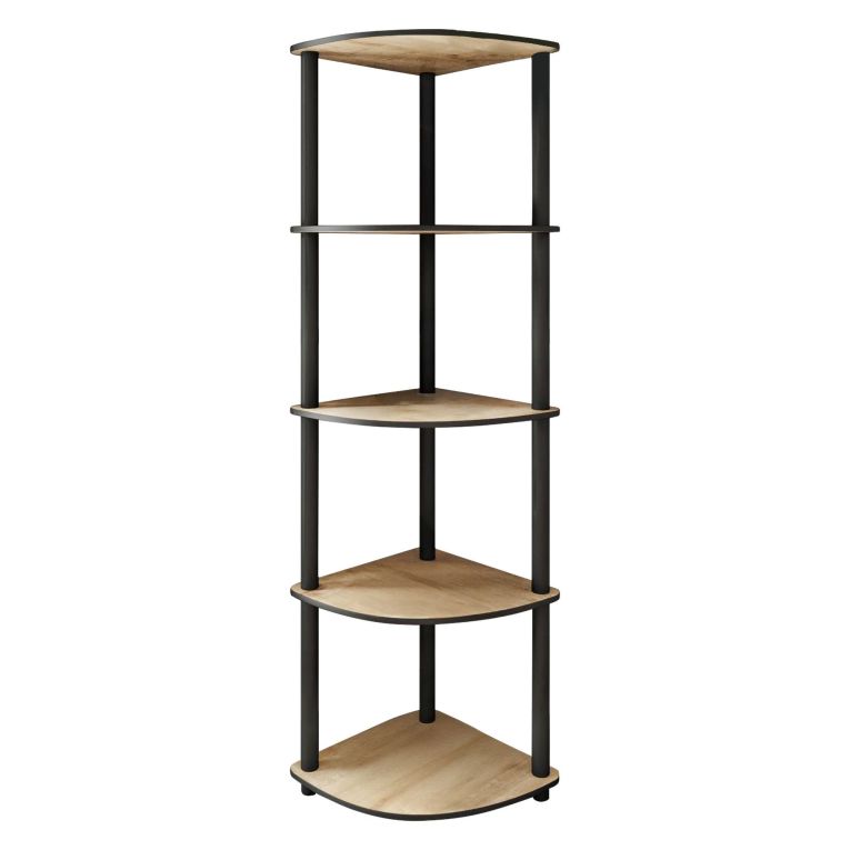 Libreria Marrone Rovere Nero 4 Ripiani Installazione Libera 34x34x139h cm, Sfumatura Colore Struttura Rovere - Sessanio