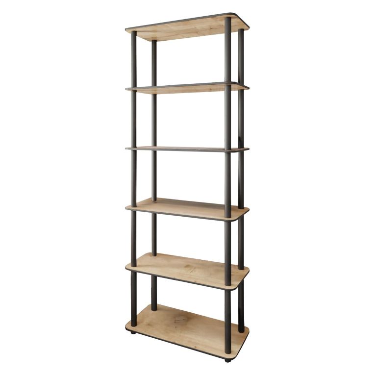 Libreria Marrone Rovere Nero 4 Ripiani Installazione Libera 60x30x173h cm, Sfumatura Colore Struttura Rovere - Nervina